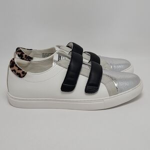 Kennetth Cole New York Women's Kam Double Strap White Silver Sneakers Size 10